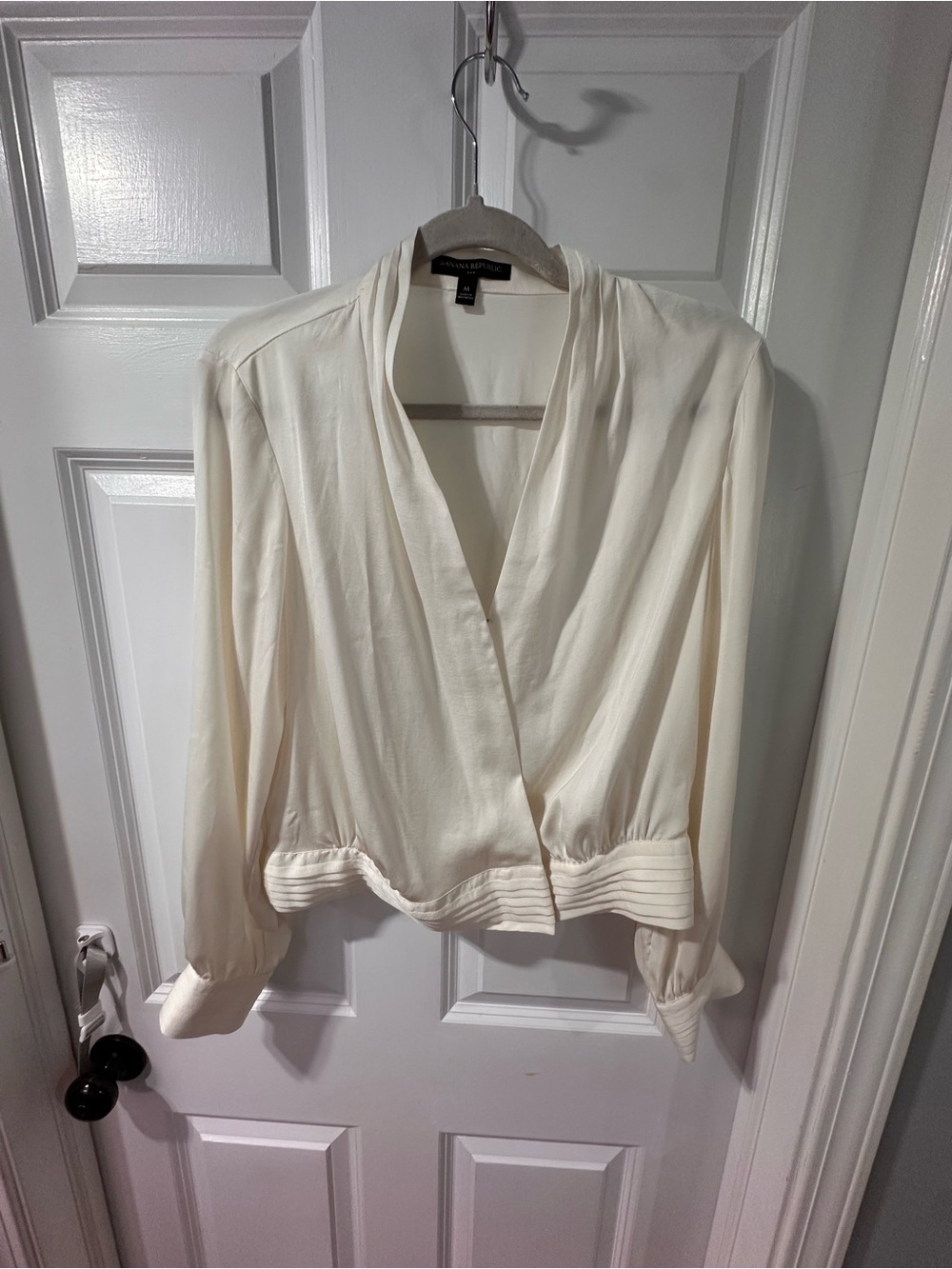 Banana Republic Ivory Surplice Long-Sleeve Blouse